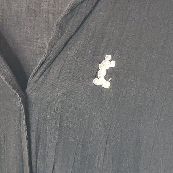 Vintage The Disney Catalog Black Crepe Button Down Top Mickey Mouse Size S/M - Picture 7 of 7